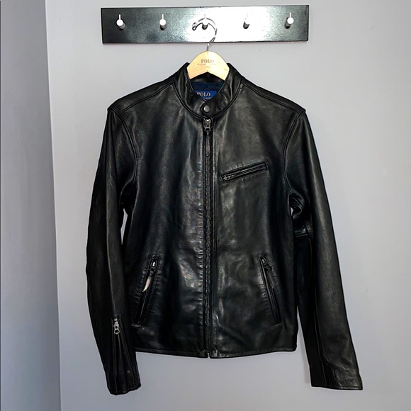 Polo Ralph Lauren Men’s Café Racer Leather Jacket - Picture 1 of 5